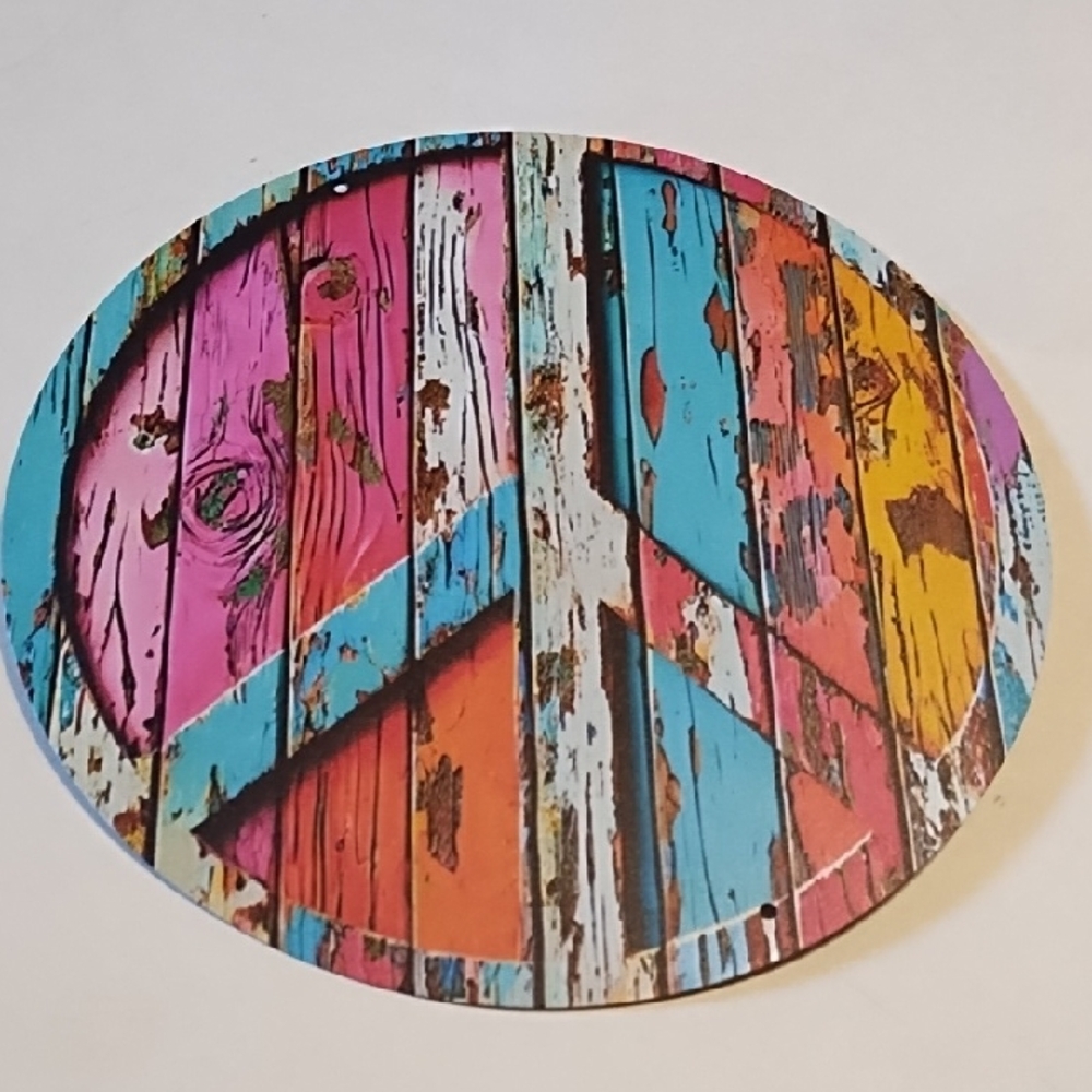 NEW Colorful Metal Peace Sign Wall Art
